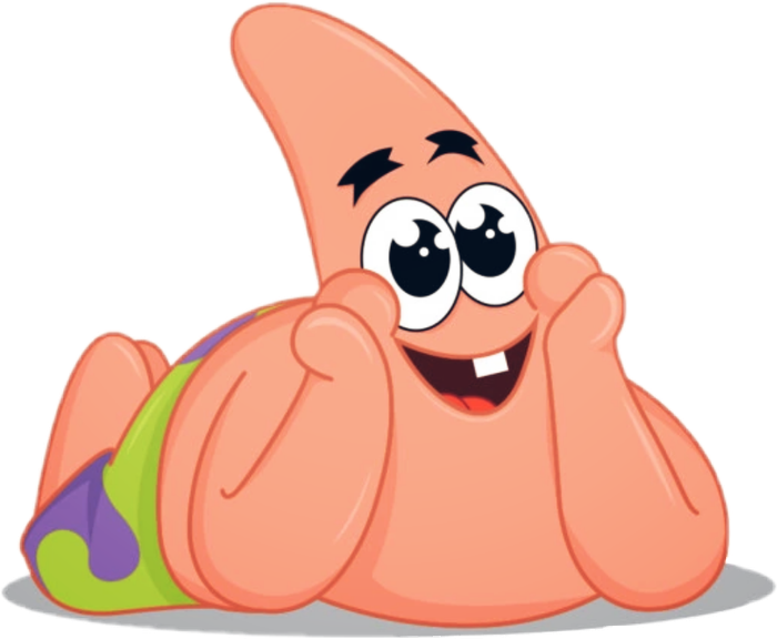 Patrick Star lying down and grinning